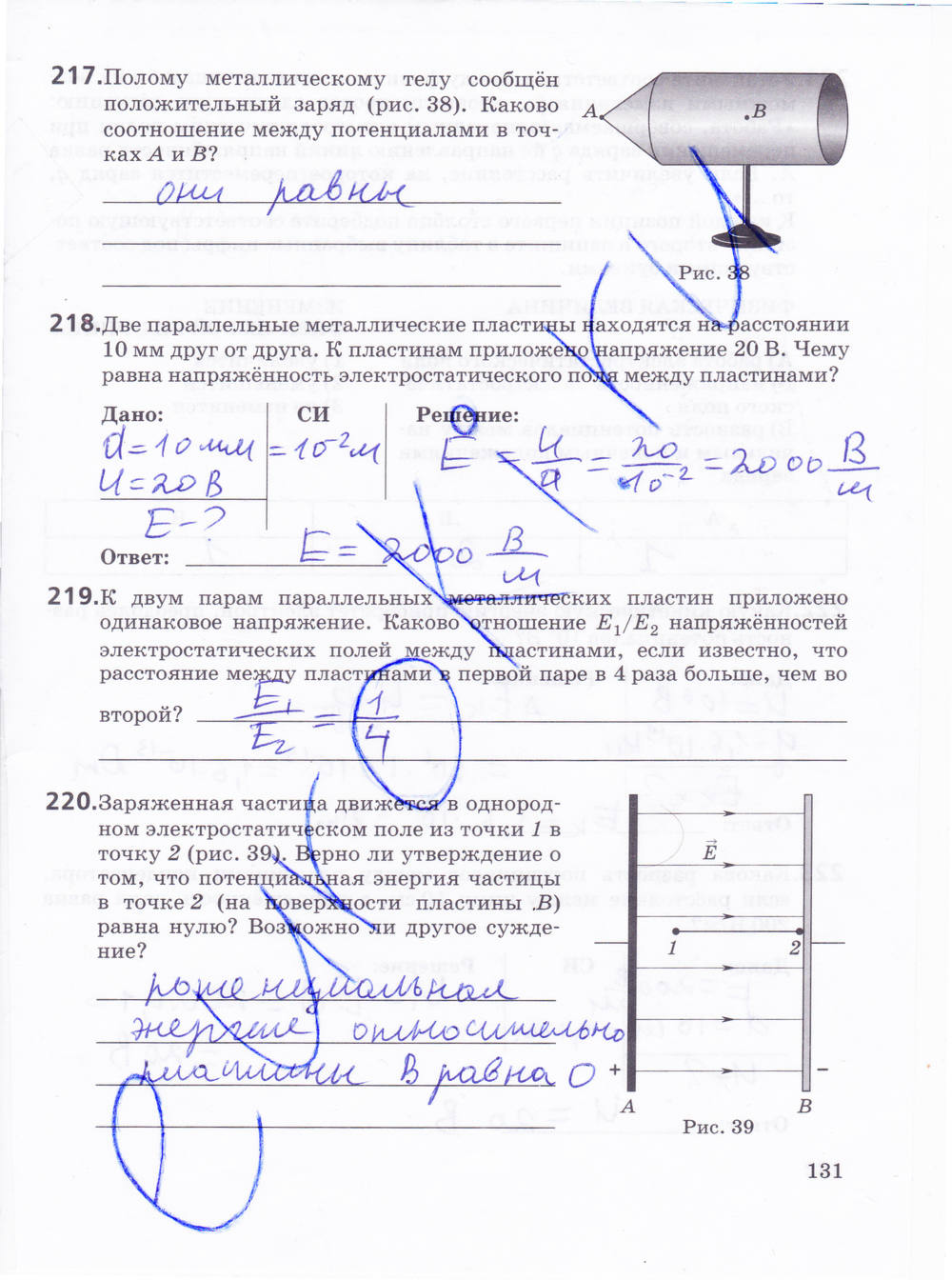Рабочая тетрадь, 10 класс, Пурышева Н.С., Важеевская Н.Е., 2015, задание: стр. 131