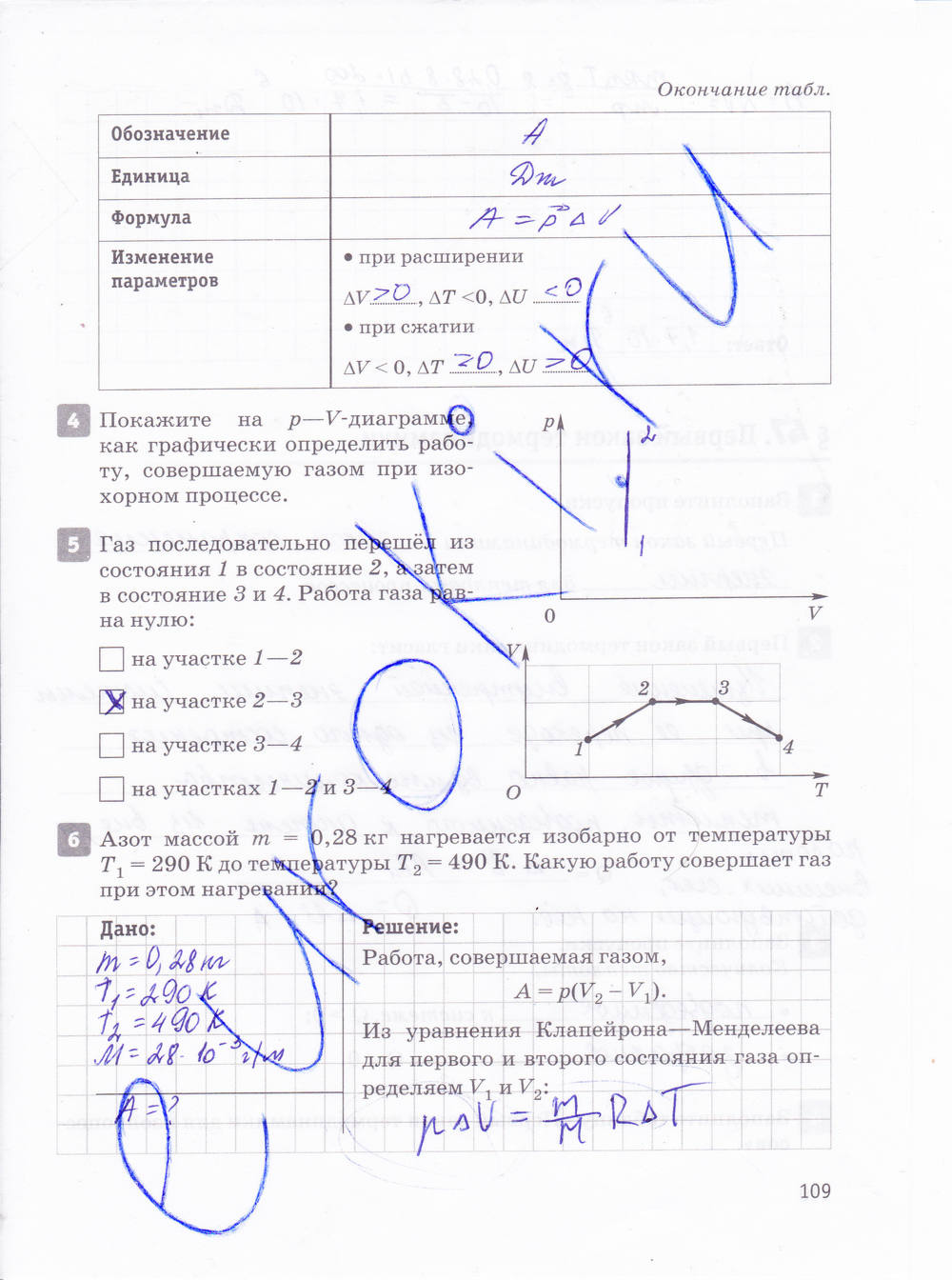 Рабочая тетрадь, 10 класс, Касьянов В.А., Дмитриева В.Ф., 2013, задание: стр. 109
