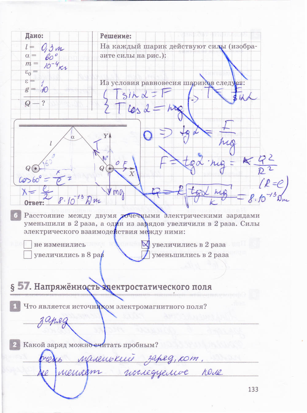 Рабочая тетрадь, 10 класс, Касьянов В.А., Дмитриева В.Ф., 2013, задание: стр. 133