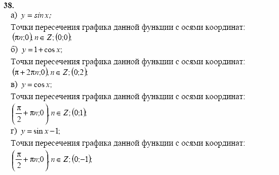 Начала анализа, 10 класс, А.Н. Колмогоров, 2001-2010, Глава I. Тригонометрические функции Задача: 38