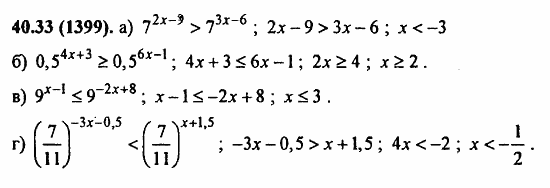 Задачник, 10 класс, А.Г. Мордкович, 2011 - 2015, § 40. Показательные уравнения и неравенства Задание: 40.33(1399)