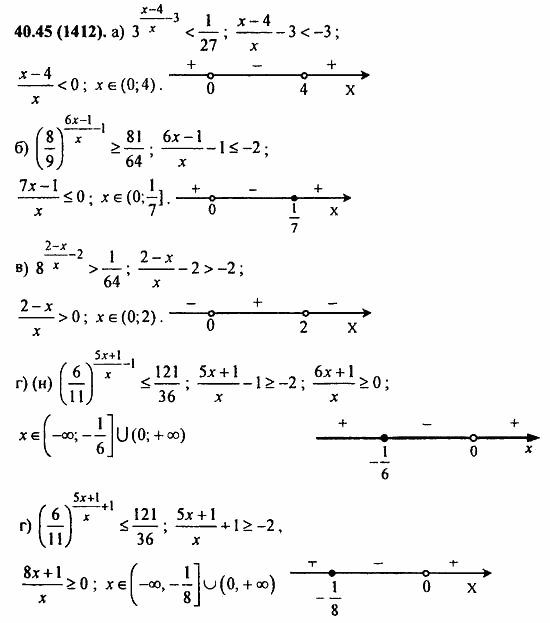 Задачник, 10 класс, А.Г. Мордкович, 2011 - 2015, § 40. Показательные уравнения и неравенства Задание: 40.45(1412)