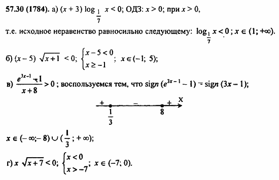Задачник, 10 класс, А.Г. Мордкович, 2011 - 2015, § 57. Решения неравенств с одной переменной Задание: 57.30(1784)