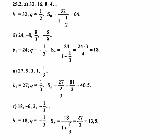 Задачник, 10 класс, А.Г. Мордкович, 2011 - 2015, § 25 Сумма бесконечной геометрической прогрессии Задание: 25.2