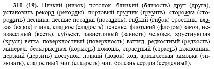 Базовый уровень, 10 класс, Власенков А.И., Рыбченкова Л.М., 2009-2014, задание: 310 (19)