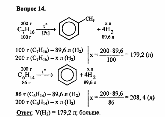 Химия, 11 класс, Л.А.Цветков, 2006-2013, 4. Ароматические углеводороды, § 18. Гомологи бензола Задача: 14