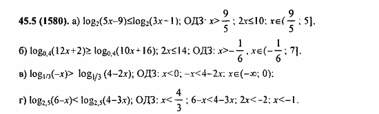 ГДЗ Алгебра и начала анализа. Задачник, 11 класс, А.Г. Мордкович, 2011, § 45. Логарифмические неравенства Задание: 45.5(1580)