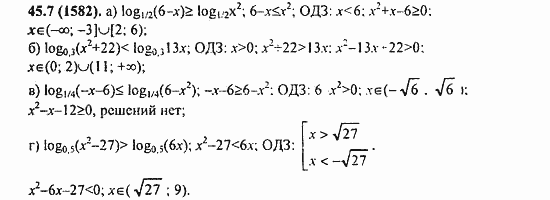 ГДЗ Алгебра и начала анализа. Задачник, 11 класс, А.Г. Мордкович, 2011, § 45. Логарифмические неравенства Задание: 45.7(1582)