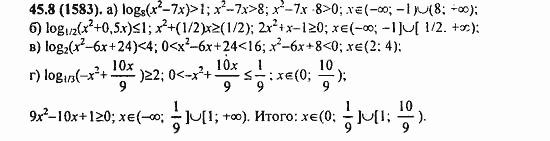 ГДЗ Алгебра и начала анализа. Задачник, 11 класс, А.Г. Мордкович, 2011, § 45. Логарифмические неравенства Задание: 45.8(1583)