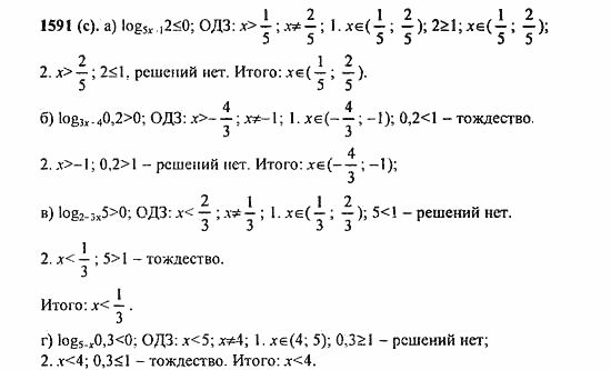 ГДЗ Алгебра и начала анализа. Задачник, 11 класс, А.Г. Мордкович, 2011, § 45. Логарифмические неравенства Задание: 1591(с)