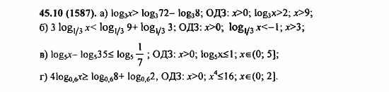 ГДЗ Алгебра и начала анализа. Задачник, 11 класс, А.Г. Мордкович, 2011, § 45. Логарифмические неравенства Задание: 4510(1587)