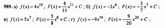 ГДЗ Алгебра и начала анализа. Задачник, 11 класс, А.Г. Мордкович, 2011, Глава 8. Первообразная и интеграл, § 48. Первообразная Задание: 989