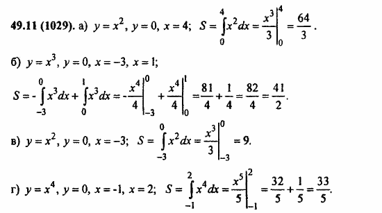 ГДЗ Алгебра и начала анализа. Задачник, 11 класс, А.Г. Мордкович, 2011, § 49. Определенный интеграл Задание: 49.11(1029)