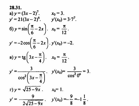 ГДЗ Алгебра и начала анализа. Задачник, 11 класс, А.Г. Мордкович, 2011, § 28 Вычисление производных Задание: 28.31