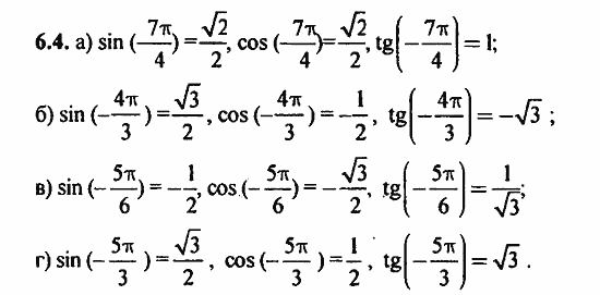 ГДЗ Алгебра и начала анализа. Задачник, 11 класс, А.Г. Мордкович, 2011, § 6 Синус и косинус. Тангенс и котангенс Задание: 6.4