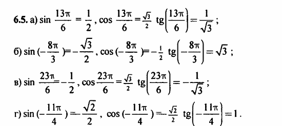 ГДЗ Алгебра и начала анализа. Задачник, 11 класс, А.Г. Мордкович, 2011, § 6 Синус и косинус. Тангенс и котангенс Задание: 6.5