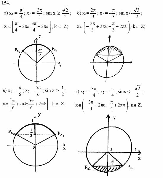 Начала анализа, 11 класс, А.Н. Колмогоров, 2002, Глава I. Тригонометрические функции Задание: 154