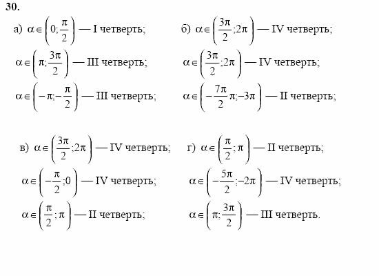 Начала анализа, 11 класс, А.Н. Колмогоров, 2002, Глава I. Тригонометрические функции Задание: 30