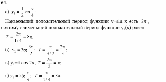 Начала анализа, 11 класс, А.Н. Колмогоров, 2002, Глава I. Тригонометрические функции Задание: 64