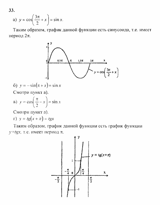 Начала анализа, 11 класс, А.Н. Колмогоров, 2010, Глава I. Тригонометрические функции Задание: 33