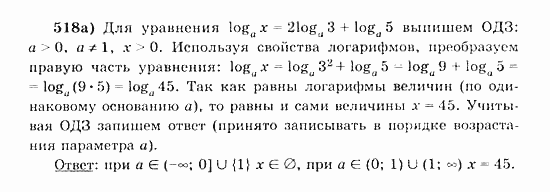 Начала анализа, 11 класс, А.Н. Колмогоров, 2010, Глава IV. Показательная и логарифмическая функции Задание: 518а