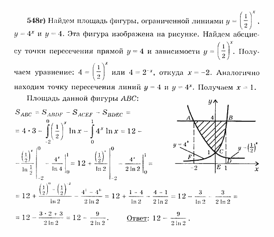 Начала анализа, 11 класс, А.Н. Колмогоров, 2010, Глава IV. Показательная и логарифмическая функции Задание: 548г