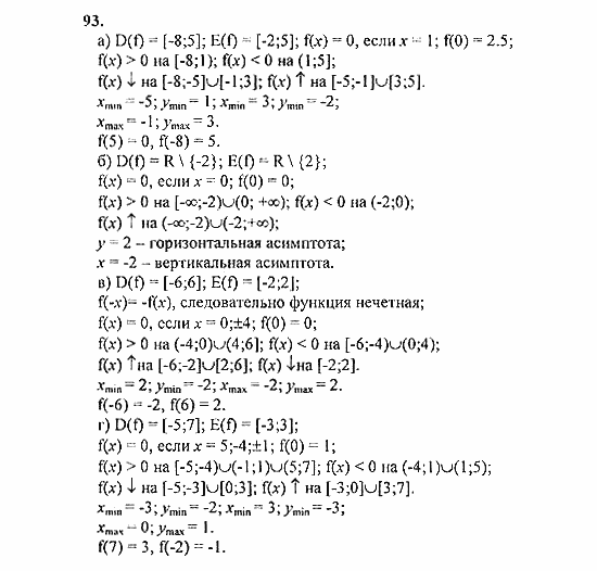 Начала анализа, 11 класс, А.Н. Колмогоров, 2010, Глава I. Тригонометрические функции Задание: 93