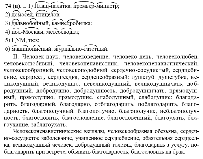 Русский язык, 11 класс, Власенков, Рыбченков, 2009-2014, задание: 74 (н)