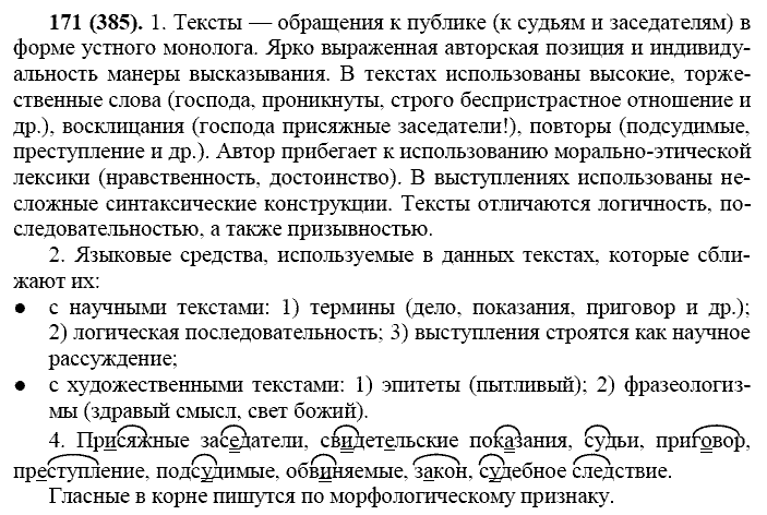 Русский язык, 11 класс, Власенков, Рыбченков, 2009-2014, задание: 171 (385)