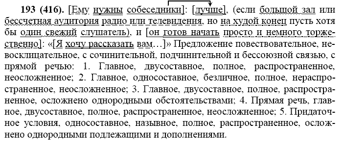 Русский язык, 11 класс, Власенков, Рыбченков, 2009-2014, задание: 193 (416)