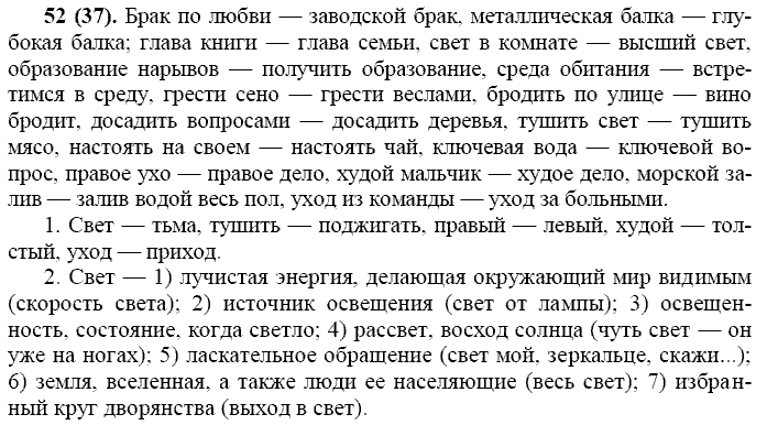 Русский язык, 11 класс, Власенков, Рыбченков, 2009-2014, задание: 52 (37)