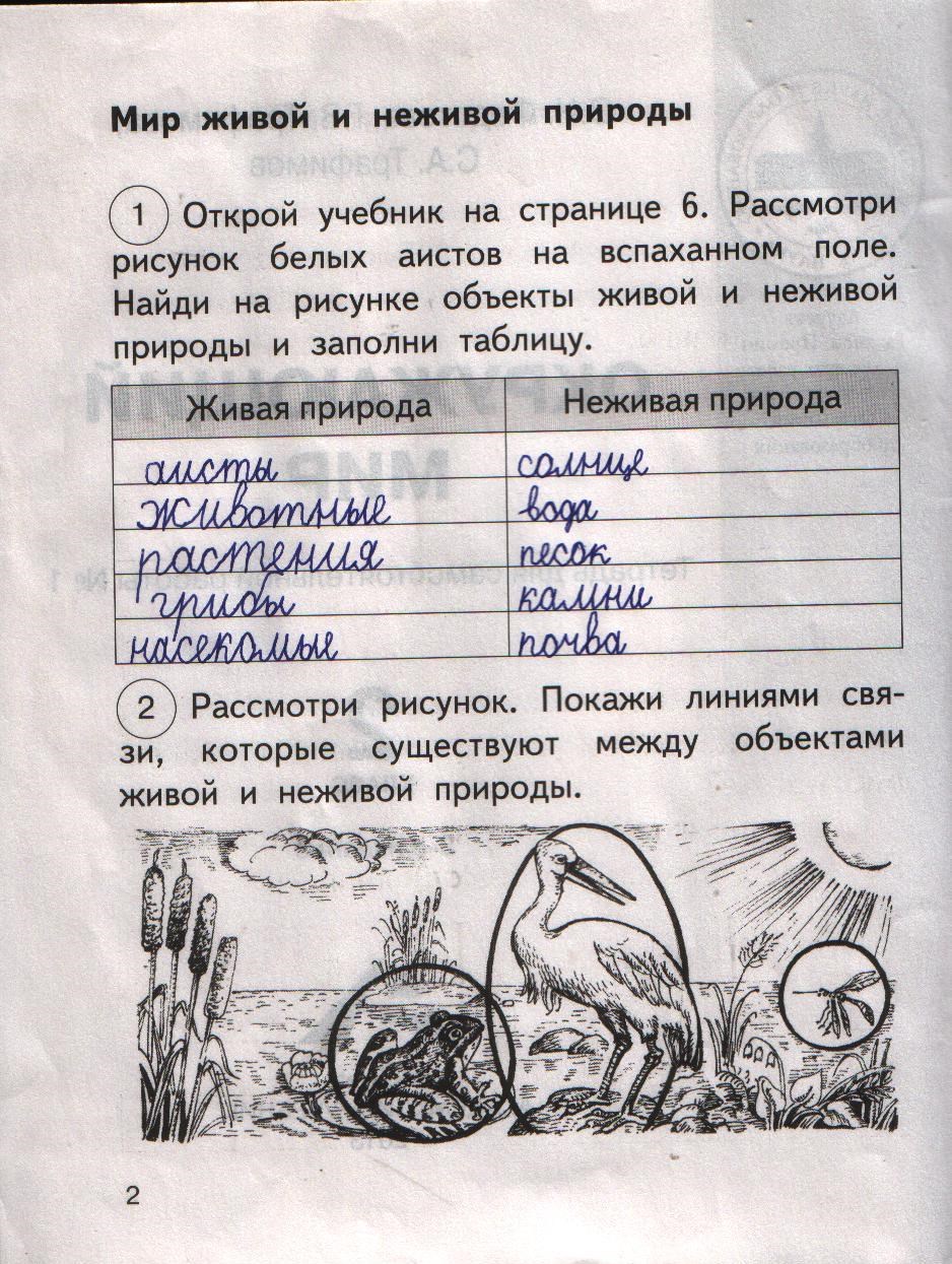 Рабочая тетрадь. Часть 1, 2 класс, О.Н. Федотова, Г.В. Трафимова, С.А. Трафимов, 2014, задание: стр. 2