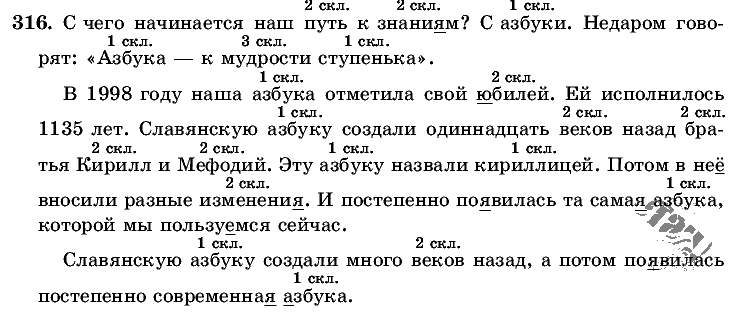 Русский язык, 5 класс, Т.А. Ладыженская, М.Т. Баранов, 2008 - 2015, задание: 316