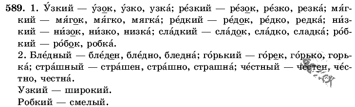 Русский язык, 5 класс, Т.А. Ладыженская, М.Т. Баранов, 2008 - 2015, задание: 589