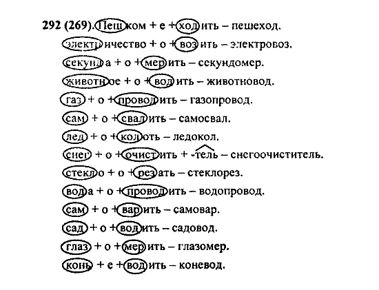 Русский язык, 5 класс, М.М. Разумовская, 2004 / 2009, задание: 292 (269)