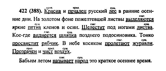 Русский язык, 5 класс, М.М. Разумовская, 2004 / 2009, задание: 422 (388)