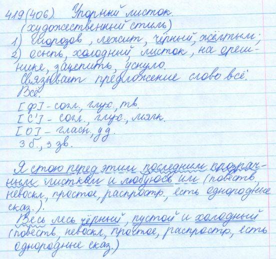 Русский язык, 5 класс, Баранов, Ладыженская, 2012 / 2015, задание: 419 (406)