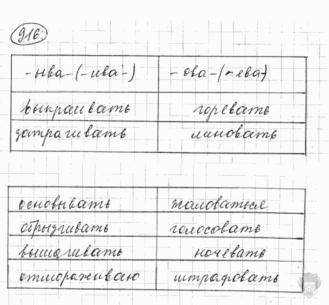 Русский язык, 5 класс, Львова С.И., Львов В.В, 2012 - 2013 -2015, задача: 916