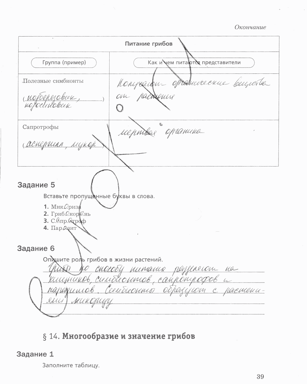 Рабочая тетрадь, 5 класс, Корнилова О.А., Николаев И.В., 2010 - 2015, задание: стр. 39