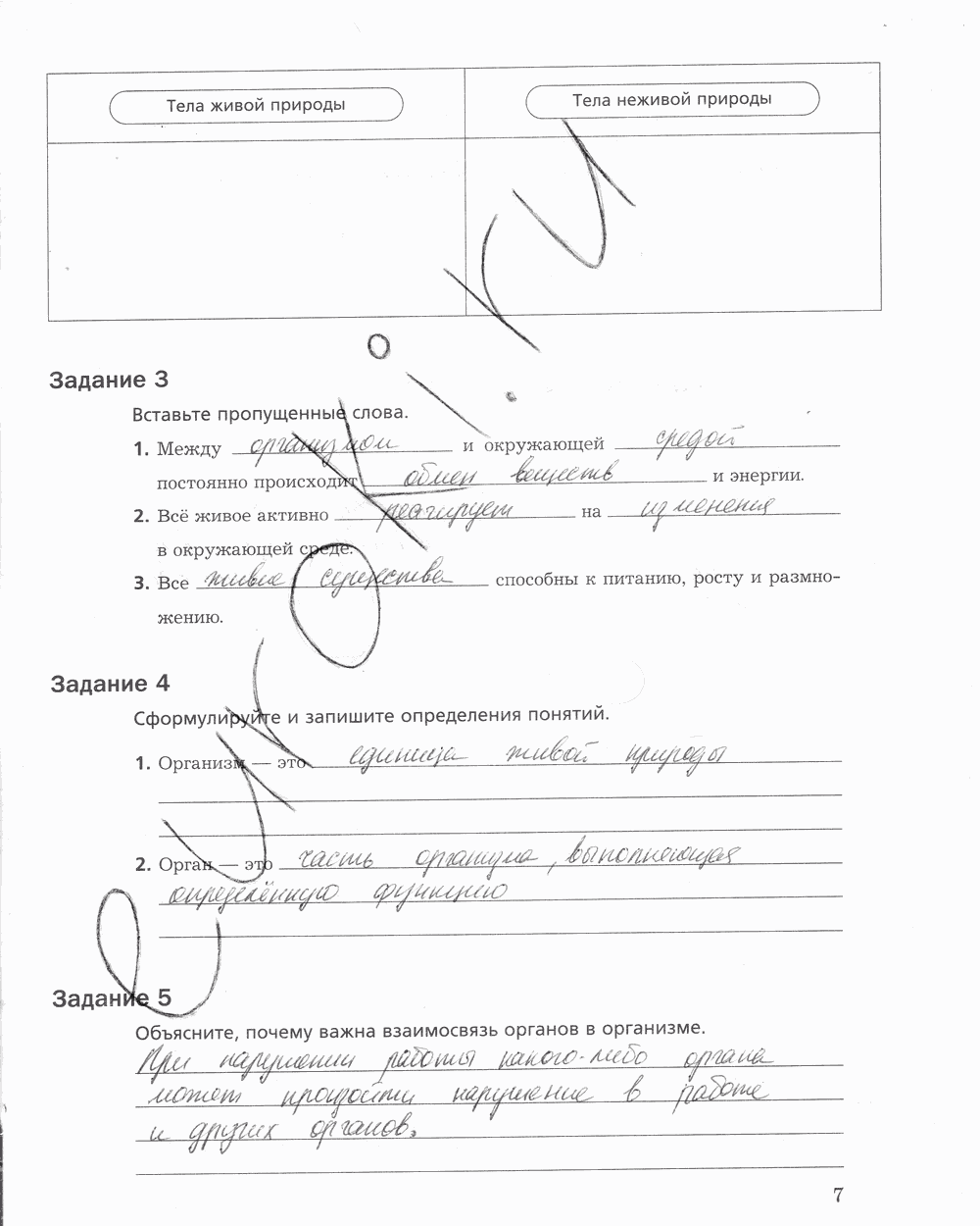 Рабочая тетрадь, 5 класс, Корнилова О.А., Николаев И.В., 2010 - 2015, задание: стр. 7