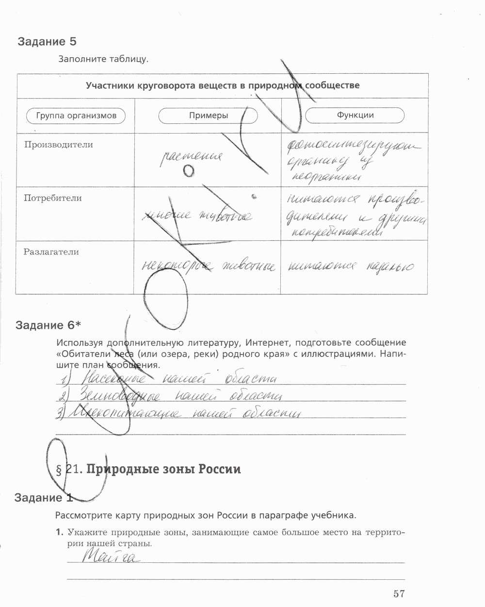 Рабочая тетрадь, 5 класс, Корнилова О.А., Николаев И.В., 2010 - 2015, задание: стр. 57
