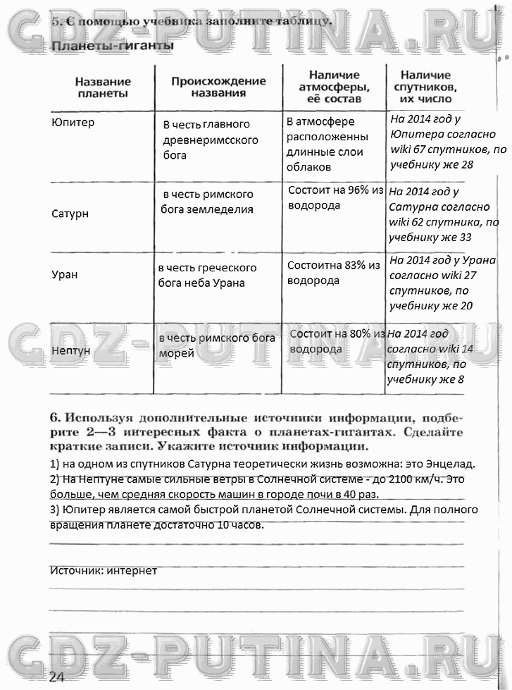 Рабочая тетрадь, 5 класс, Плешаков А.А., Сонин Н.И., 2014 - 2016, задание: 24