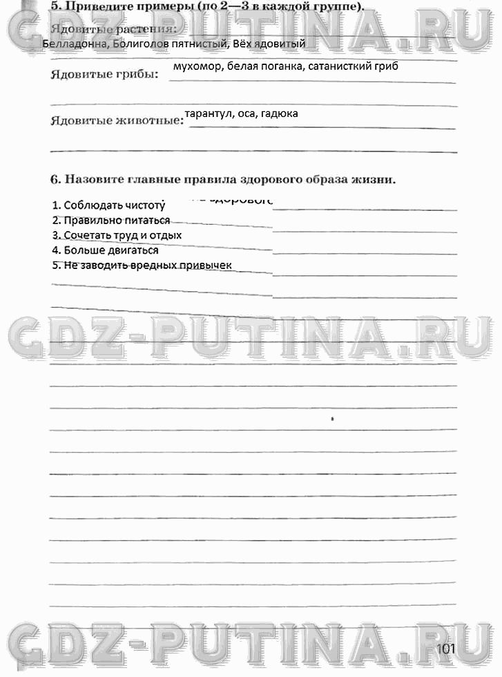 Рабочая тетрадь, 5 класс, Плешаков А.А., Сонин Н.И., 2014 - 2016, задание: 101