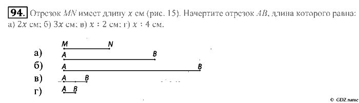 Математика, 5 класс, Зубарева, Мордкович, 2013, §5. Сравнение отрезков. Длина отрезка Задание: 94