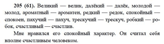Русский язык, 6 класс, М.М. Разумовская, 2009 - 2011, задача: 205(61)