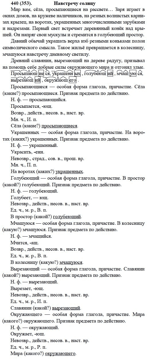 Русский язык, 6 класс, М.М. Разумовская, 2009 - 2011, задача: 440(353)