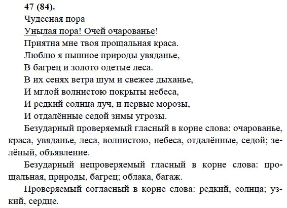 Русский язык, 6 класс, М.М. Разумовская, 2009 - 2011, задача: 47(84)