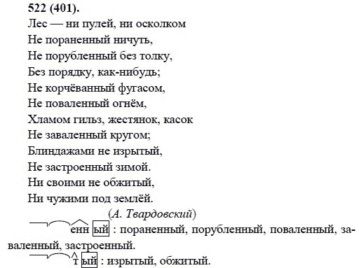 Русский язык, 6 класс, М.М. Разумовская, 2009 - 2011, задача: 522(401)