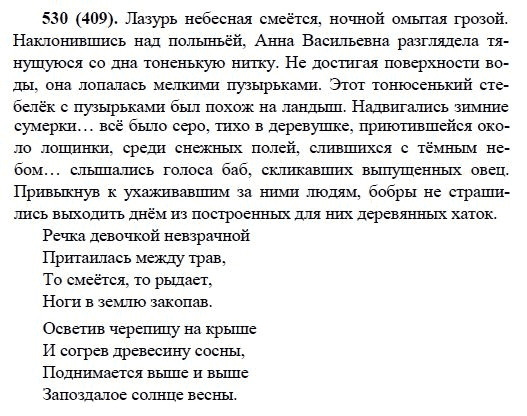 Русский язык, 6 класс, М.М. Разумовская, 2009 - 2011, задача: 530(409)