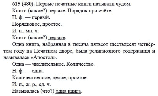 Русский язык, 6 класс, М.М. Разумовская, 2009 - 2011, задача: 615(480)